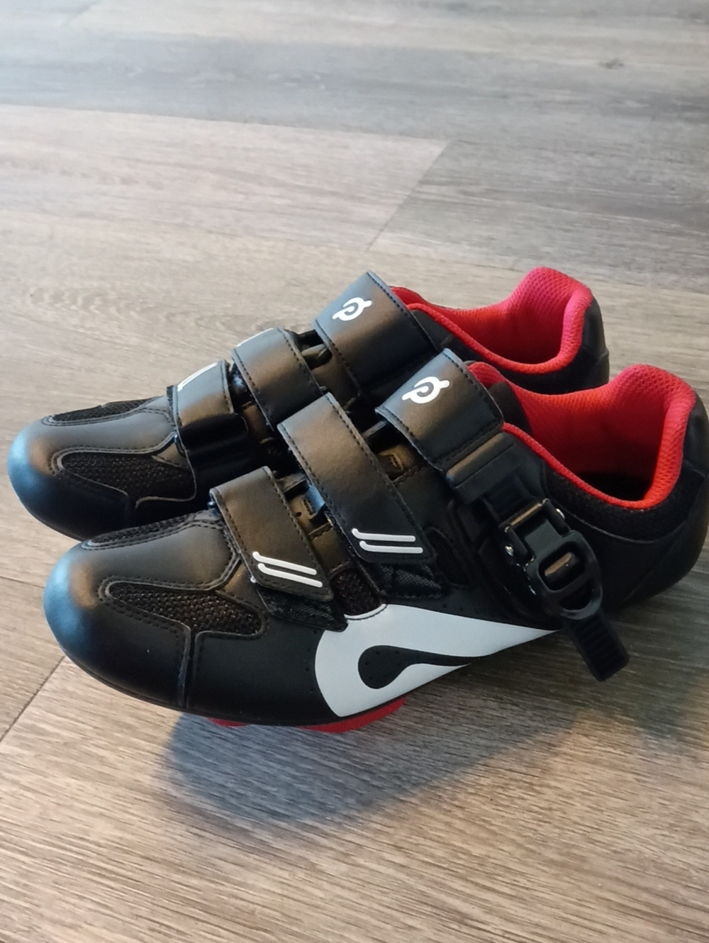 Peloton Black and Red UNISEX Cycling Shoes with White Accent